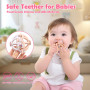 JoyPlus Hochet Bebe 0 3 6 Mois, Jouet Eveil Bebe Dentition Pour Bébés, Jouet Anneau Dentition Bebe,Silicone Balle Sensorielle Be