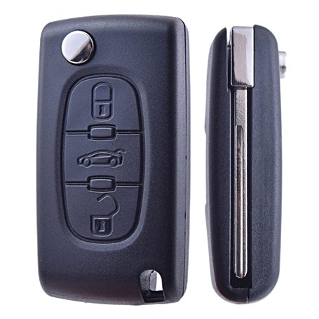 ANGOFIZ Coque Clé Pliable 3 Boutons Coffre CE0523 Lame HU83 Compatible avec Peugeot 207 207SW 208 307 307SW 308 407 408 Partner