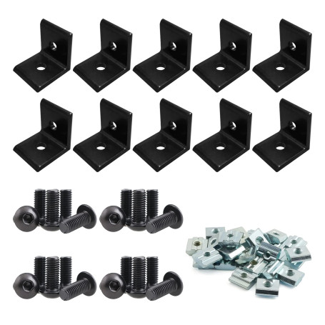 Lot de 10 équerres d'angle 20 x 20 mm - 10 équerres en aluminium pour tubes en aluminium (argenté)