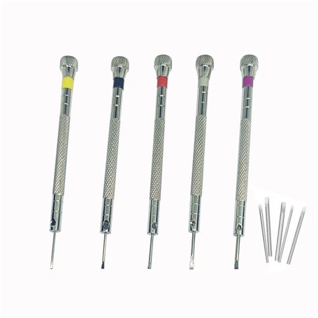 Lot de 5 tournevis à tête plate avec une plage d'ouverture de 0