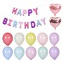 Bannière 10e anniversaire 2 ballons d'amour 10 ballons ronds Happy Birthday Ballons Décoration de fête d'anniversaire