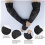 SZYLJSY Lot de 2 gants longs sans doigts en dentelle pour femme - Longueur du coude - Motif floral - Pour mariage - Pour les ann