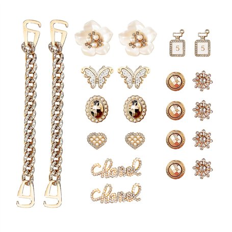 Lot de 22 Décorations de Chaussures en Forme de Fleur en Diamant - Boucles et Accessoires Tendance pour Sandales avec Trous - 2-