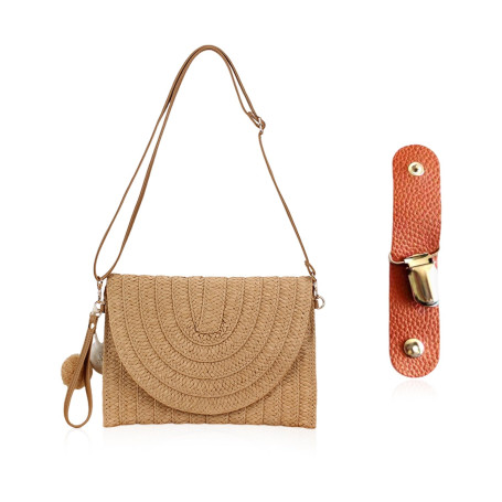 CHSZSH 1 Morceau De Sac En Paille Avec 1 Morceau De Pendentif Pompon