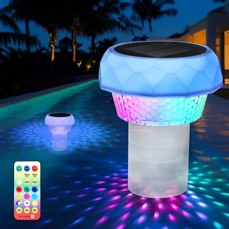 Vankarr Diffuseur Chlore Piscine avec Lumière Solaire LED