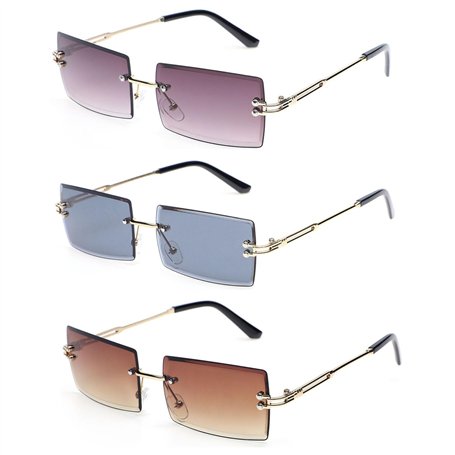 FIBOUND 3 Pièces Lunettes Soleil Rétro Carrées Sans Monture