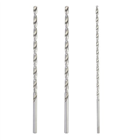 Lot de 2 forets hélicoïdaux à bois de 200 mm x 6 mm et 1 foret hélicoïdal HSS de 200 mm x 4 mm