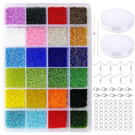 Tibaoffy Lot de 24 perles en verre pour fabrication de bijoux Multicolore 2 mm Tibaoffy Lot de 24 perles en verre pour fabrication de bijoux Multicolore 2 mm