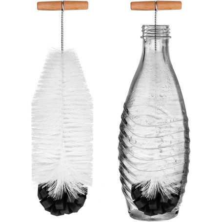 Neuytiky Goupillon pour Bouteilles - Poils de Nettoyage de 35 cm avec Poils durs et éponge Douce - Idéal pour Les Bouteilles en
