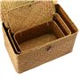 PINGEUI Lot de 3 paniers de rangement en jonc de mer avec couvercle et bouton, panier rectangulaire en jonc de mer pour vêtement