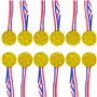 WOLMIK Lot de 12 médailles de gagnants en plastique doré avec rubans de cou pour fête