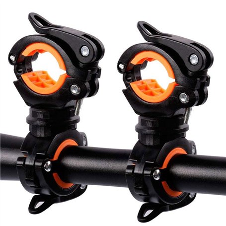 Medlife Lot de 2 colliers de serrage pour lampe de poche de vélo Noir et Jaune IPX6 Étanche à l'eau