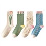 4 Paires Chaussettes Femme Chaussettes Florales Mignonnes Pour Femmes