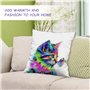 DHSBGWSX 1 housse de coussin décorative pour chat, 45 x 45 cm, multicolore avec motif de chat, pour décoration de la maison