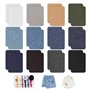 Lot de 24 patchs thermocollants - 1 kit de couture - Patch thermocollant pour tissu - Patch thermocollant carré pour vêtements -