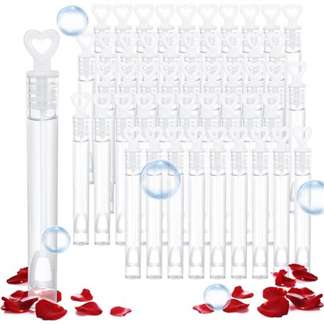 50 Flacons à Bulle de Savon pour Mariage avec Poignée en Forme de Cœur