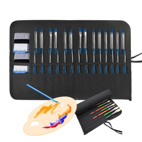 YOYEAH 1 trousse à pinceaux à 30 compartiments - Trousse à pinceaux - Trousse à crayons - Noir - 49 x 33 cm