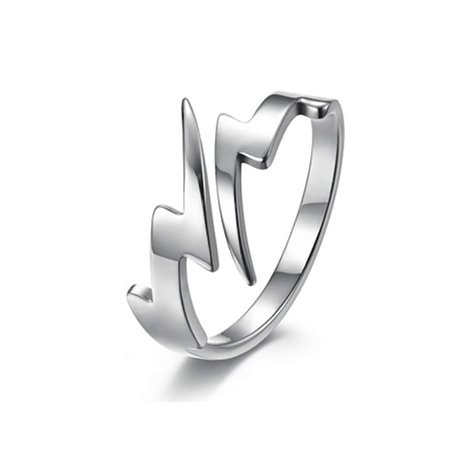 Double Foudre Boulonner Anneau Ouvert Pour Hommes Femmes Acier Inoxydable Mode Punk Personnalisé Unique Réglable Déclaration Eng