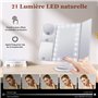 LINRYU Miroir de Maquillage Triple grossissant, 21 miroirs de Maquillage à LED, grossissement de 10 X / 3 X / 2 X /1 X, avec écr