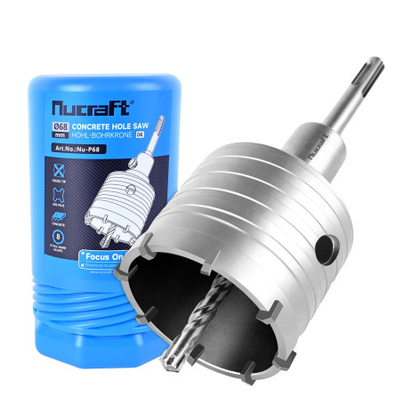 Nucraft SDS PLUS Set de trépans creux 68 mm et foret de centrage à 4 lames