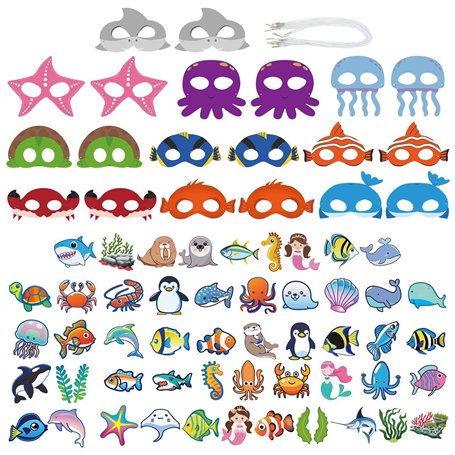 KSBBHDS 20 Morceaux De Cordes De Masque Animal Marin Et 50 Autocollants