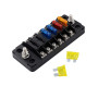 Jtron boitier fusible 12v auto 6 voies boite fusible pour ATO/ATC 1-20A fusible DC32 V M5 connecteur à vis porte-fusible avec fu
