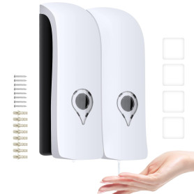 2 x 300ml Distributeur de Savon Manuel, Manuel à Double Tête Distributeur de Savon Liquide, Distributeur de Shampooing, Gel Douc 2 x 300ml Distributeur de Savon Manuel