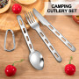 Ensemble de Couverts Camping avec Cuillère Fourchette Couteau Portable en Acier Inoxydable pour Pique-Nique Voyage Cuisine École