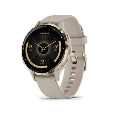 Garmin Venu 3S - Montre connectée GPS Sport et santé - Soft Gold avec Bracelet Lin (Reconditionné)