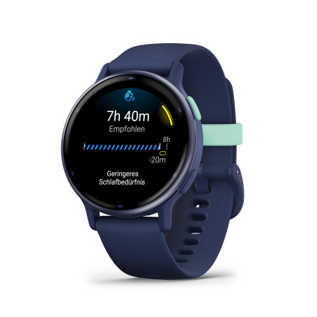 Garmin vívoactive 5 - Montre connectée GPS Sport et santé – Metallic Blue avec Bracelet Bleu Marine (Reconditionné)