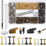 480 Ensemble Rivets en Cuir 4 Couleurs Double Cap Rivets pour Cuir 3 Tailles Double Rivet Goujons Tubulaires en Métal pour Brico