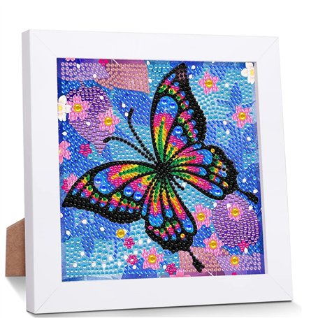 Uirheurd Diamond Painting Enfant Kit de Peinture Diamant Papillon Avec Cadre Diamond Painting Papillon Art Diamant Papillon pour