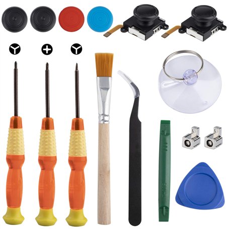 Tunejoy Joystick de Remplacement Analogique 3D avec Tournevis Brosse de nettoyage pour Manette Kit d'Outils de Réparation de Joy