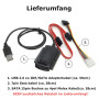 Bolwins B45 Câble adaptateur USB 2.0 vers IDE/SATA 50cm pour disques durs 2,5"/3,5" HDD SSD CD/DVD. Idéal pour transfert de donn