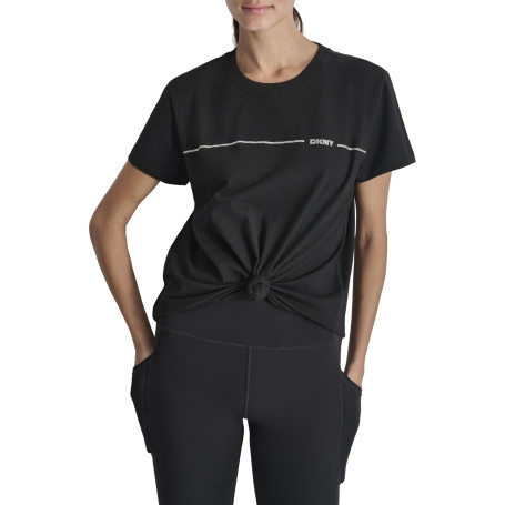 DKNY Women's Rhinestone Stripe Logo Top