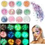 12 Pièces Paillettes Fluorescentes Visage Corps