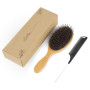 Brosse Cheveux Sanglier avec Poignée en Bambou Brosse Brushing Professionnel et Peigne a Queue Carbone Brosse Cheveux Excellente
