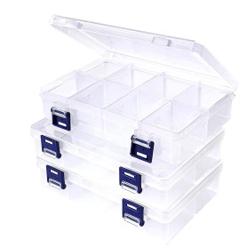 3pcs Organisateur de Bijoux avec Séparateurs Réglables, Boite Plastique Rangement, Petite Boite Plastique pour Perles, Rangement 3pcs Organisateur de Bijoux avec Séparateurs Réglables