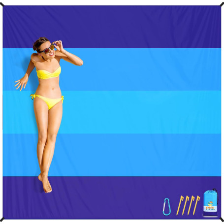 Kezidhp Couverture de plage sans sable - Super grande - 220 x 210 cm - Imperméable - Anti-sable - Tapis de plage doux - Portable