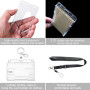 iwontalersy 2 Pcs Porte Carte Transparent Rigide,Porte-Badge Vertical à 2 Cartes Avec Fente,Porte Badges Avec Cordon,Applicable 