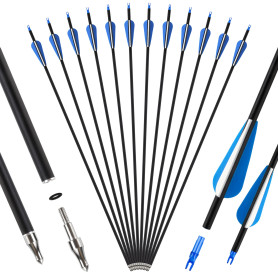 SERfawnCH 12 Flèches Carbone Mixte 30 Pouces pour Chasse et Ciblage - Compatible Arc Classique, Long et Droit (Flèches en Fibre  SERfawnCH 12 Flèches Carbone Mixte 30 Pouces pour Chasse et Ciblage - Compatible Arc Classique