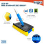 UNGER Lock-on Brosse de terrasse en Bois et Composite, polypropylène acrylonitrile butadiène styrène (ABS), Bleu/Jaune, 22,9 cm