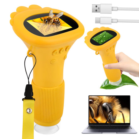 Microscope portable pour enfants - Zoom 1000x - Mini microscope numérique - Écran IPS 2