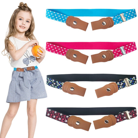 RUIJIE 4 Pièces Ceinture élastiques Sans Boucle Enfant Réglable Ceinture Extensibles Invisibles Ajustable Ceintures 35-90cm Cein