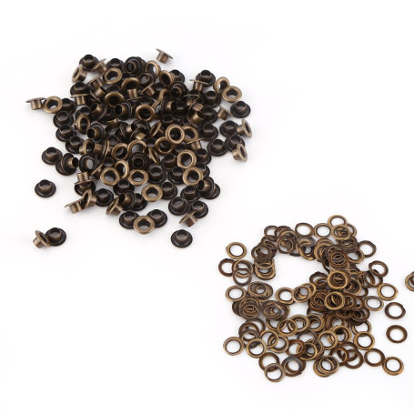 GOTOTOP 100 Sets Oeillets Ronds Couleur Bronze Antique en Métal 4/5/6mm Kit de Grommets Eyelets Outils pour DIY Scrapbooking Sac