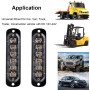 4pcs 12-24V Ultra Mince Voyant Barre D'alarme Stroboscopique d'urgence Lampe- 6 LEDS Bande lumineuse D'avertissement de Flash Ca