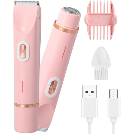 ECHOBUY Rasoir Électrique Femme 2 en 1 Tondeuse Intime Double Tête Étanche IPX7 Rasoir Bikini Rechargeable USB-C Pour Maillot Vi