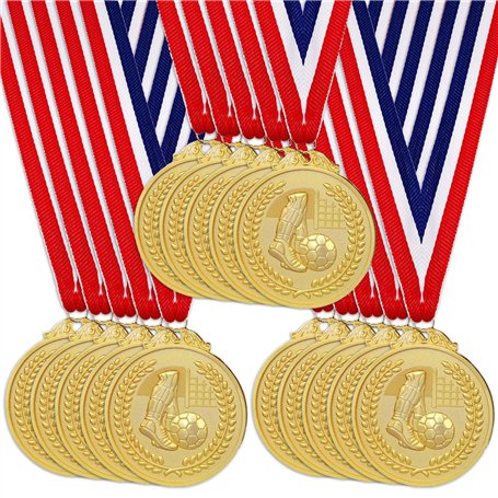 Lot de 15 médailles pour enfants : médailles d'anniversaire pour enfants - Médailles de football - Pour anniversaire d'enfant -