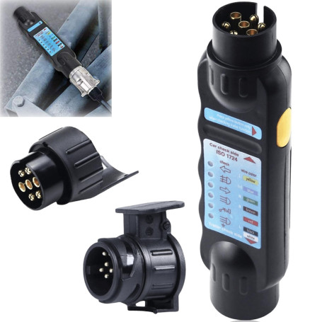 Testeur de remorque à 7 broches : fiche d'attelage de remorque avec adaptateur 13 à 7 pôles et 7 à 13 pôles - Appareil de test p