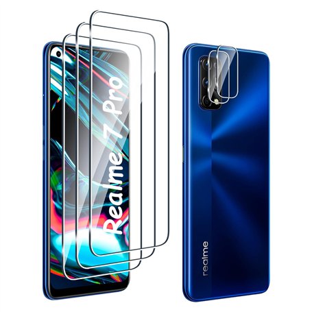 Fyqzio [3+2 Pièces Verre Trempé Pour Realme 7 Pro et Caméra Arrière Protecteur